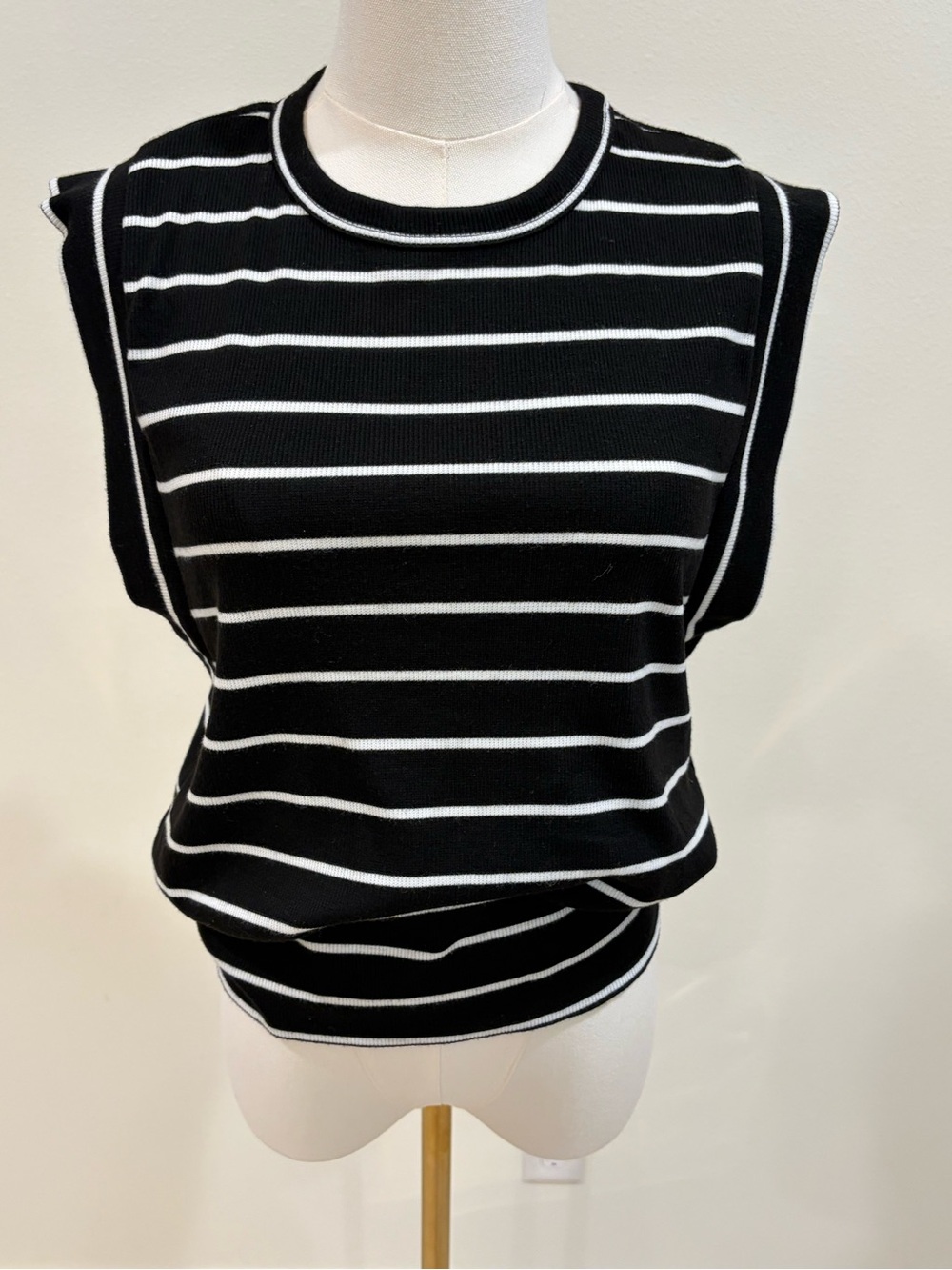 Fifteen Twenty Black and White Striped Sleeveless Knit Tank